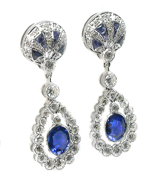 2.08ct Sapphire and Diamond 18k White Gold  Earrings