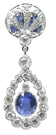 2.08ct Sapphire and Diamond 18k White Gold  Earrings