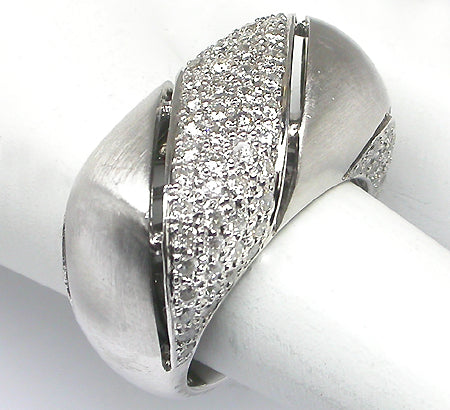 2.10ct Diamond 18k White Satin Finish  Gold Ring