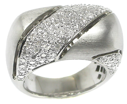 2.10ct Diamond 18k White Satin Finish  Gold Ring