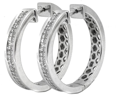 2.10ct Invisible Set Diamond Gold  Hoops Earrings