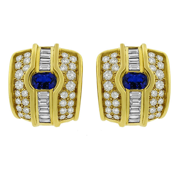 2.15ct Sapphire 4.00ct Diamond Earrings