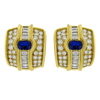 2.15ct Sapphire 4.00ct Diamond Earrings