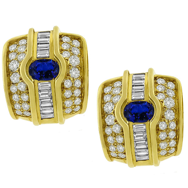 2.15ct Sapphire 4.00ct Diamond Earrings