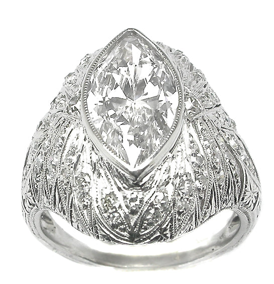 2.20ct Marquise Cut Platinum Ring