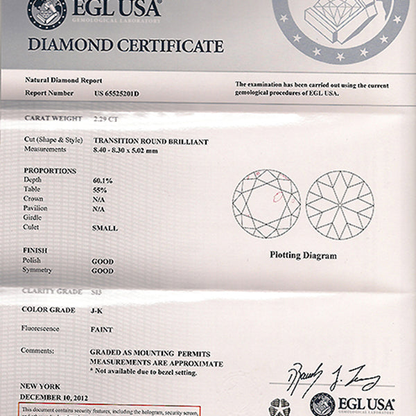 2.29ct Diamond 18k Gold Engagement Ring