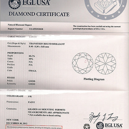 2.29ct Diamond 18k Gold Engagement Ring