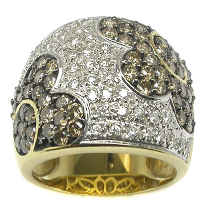 2.30ct Champagne Diamond White Diamond 18k Yellow & White Gold Heart Ring