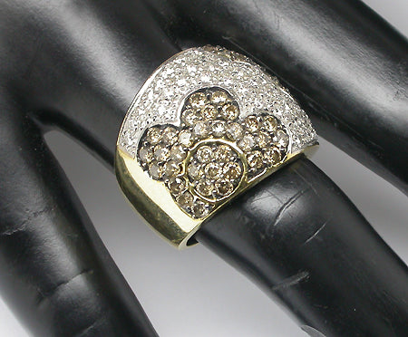 2.30ct Champagne Diamond White Diamond 18k Yellow & White Gold Heart Ring