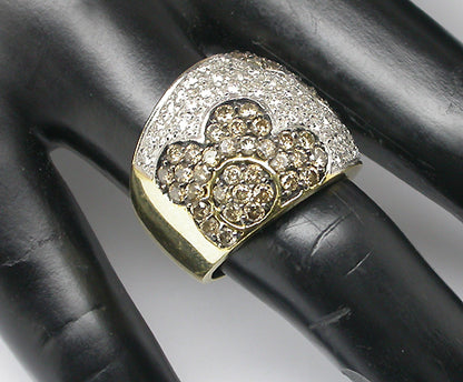 2.30ct Champagne Diamond White Diamond 18k Yellow & White Gold Heart Ring