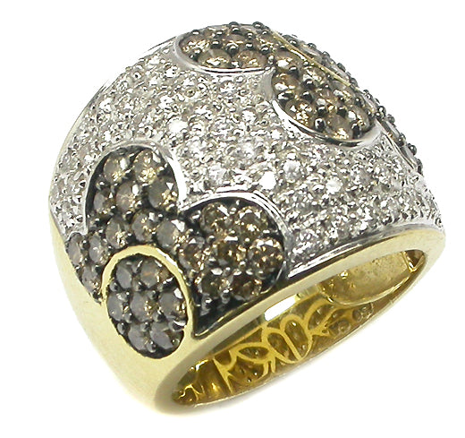 2.30ct Champagne Diamond White Diamond 18k Yellow & White Gold Heart Ring