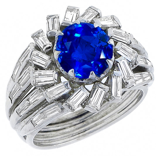 2.36ct Sapphire 0.90ct Diamond Gold Ring
