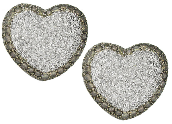 2.40ct Diamond 1.70ct Natural Fancy Brown Diamond Heart Earrings