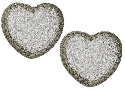 2.40ct Diamond 1.70ct Natural Fancy Brown Diamond Heart Earrings