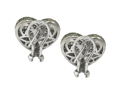 2.40ct Diamond 1.70ct Natural Fancy Brown Diamond Heart Earrings