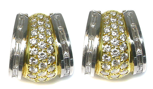 2.40ct Diamond Platinum 18k Yellow Gold Earrings