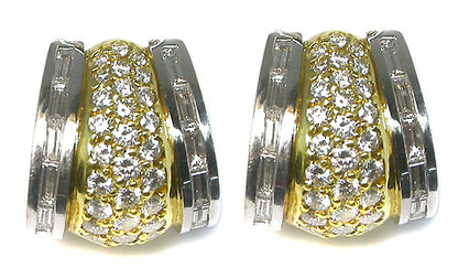 2.40ct Diamond Platinum 18k Yellow Gold Earrings