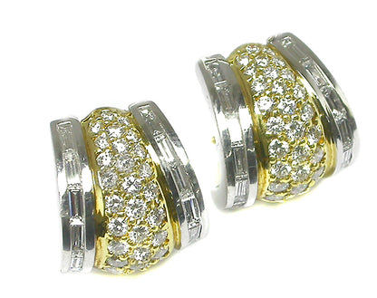 2.40ct Diamond Platinum 18k Yellow Gold Earrings