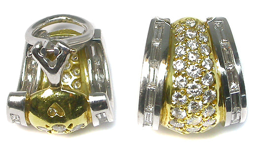 2.40ct Diamond Platinum 18k Yellow Gold Earrings