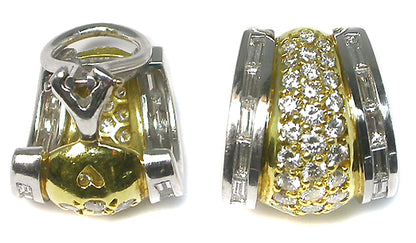 2.40ct Diamond Platinum 18k Yellow Gold Earrings