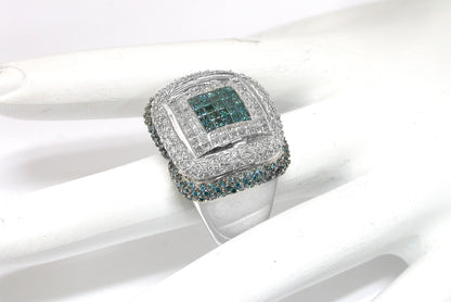 2.40ct White & 1ct Blue Color Enhanced   Diamond 14k White Gold Ring