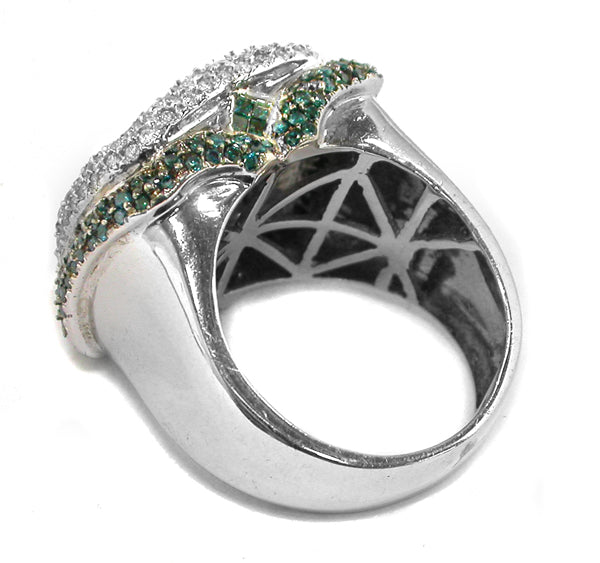 2.40ct White & 1ct Blue Color Enhanced   Diamond 14k White Gold Ring