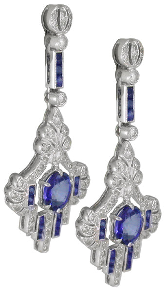 2.48ct Sapphire 0.70ct Diamond 14k Gold Earrings
