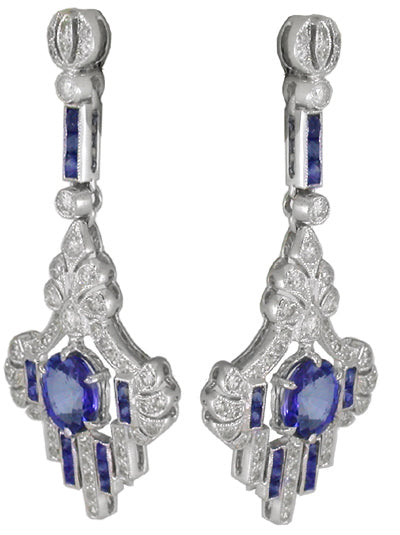 2.48ct Sapphire 0.70ct Diamond 14k Gold Earrings