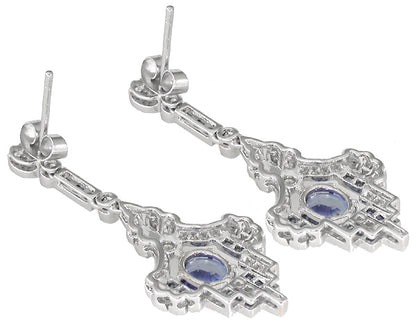 2.48ct Sapphire 0.70ct Diamond 14k Gold Earrings