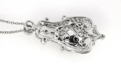 2.50ct Cushion Cut Ceylon Sapphire 18k White Gold  Art Deco Style Pendant