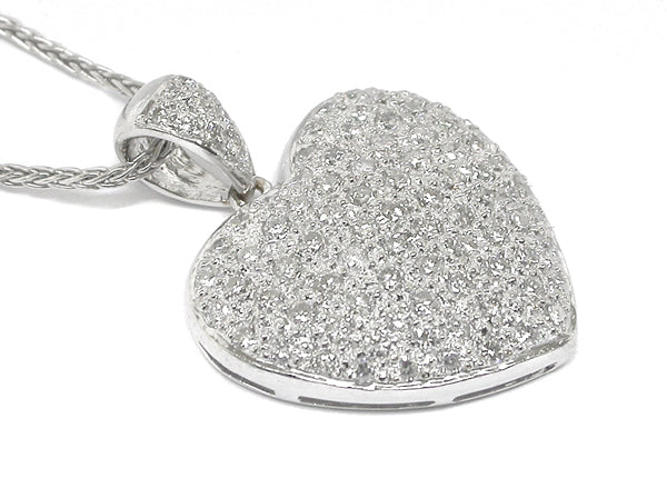 2.50ct Diamond 14k White Gold Heart Necklace