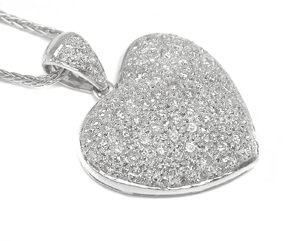 2.50ct Diamond 14k White Gold Heart Necklace