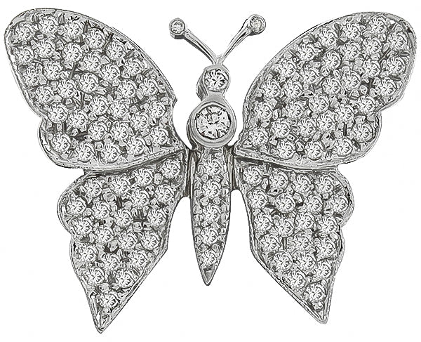 2.50ct Diamond Gold Butterfly Pin