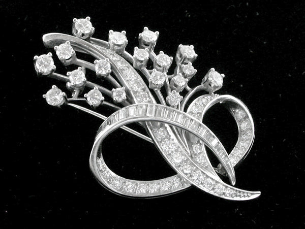 2.50ct Platinum Diamond Floral Pin/ Pendant