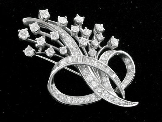 2.50ct Platinum Diamond Floral Pin/ Pendant