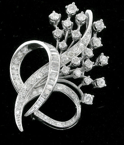 2.50ct Platinum Diamond Floral Pin/ Pendant