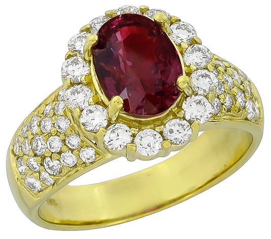 2.50ct Rubellite 2.00ct Diamond Ring