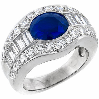 2.50ct Sapphire 1.70ct Diamond Platinum Ring