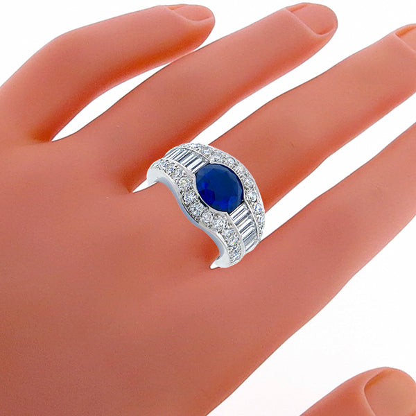 2.50ct Sapphire 1.70ct Diamond Platinum Ring
