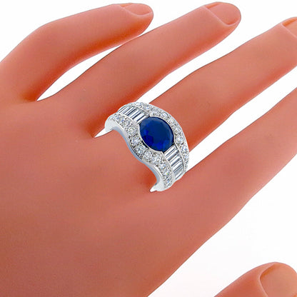 2.50ct Sapphire 1.70ct Diamond Platinum Ring