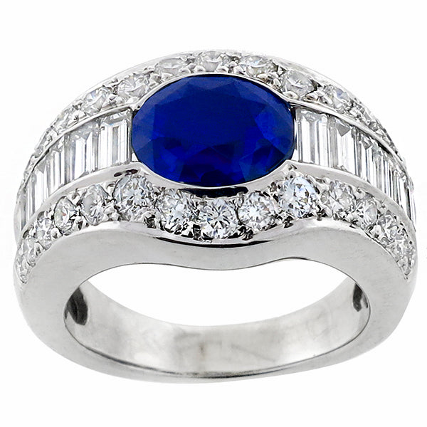 2.50ct Sapphire 1.70ct Diamond Platinum Ring
