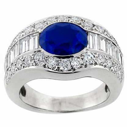 2.50ct Sapphire 1.70ct Diamond Platinum Ring