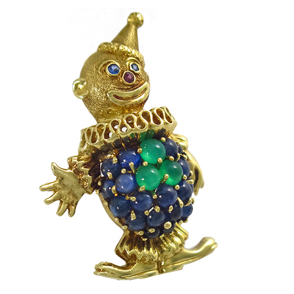 2.50ct Sapphire Chrysoprase Ruby  Clown Pin