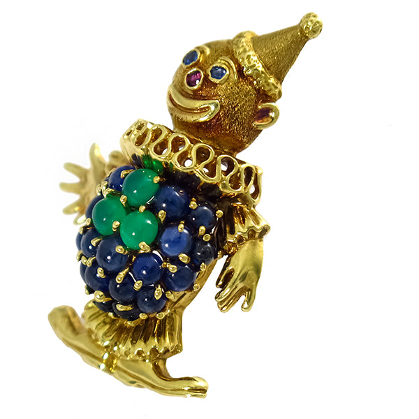 2.50ct Sapphire Chrysoprase Ruby  Clown Pin