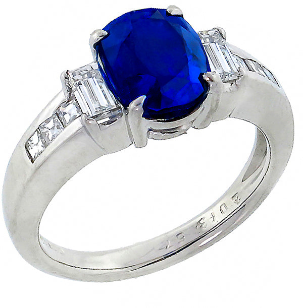 2.58ct  Sapphire 0.55ct Diamond Engagement Ring