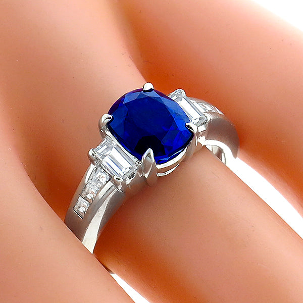 2.58ct  Sapphire 0.55ct Diamond Engagement Ring