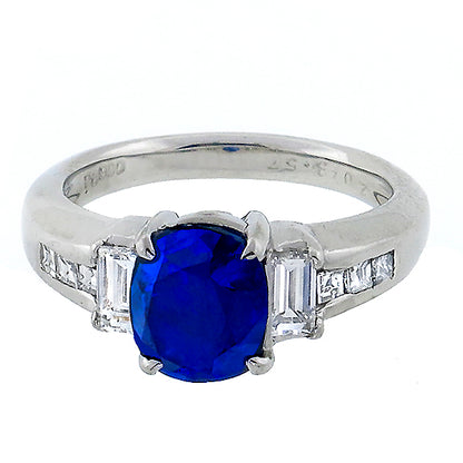 2.58ct  Sapphire 0.55ct Diamond Engagement Ring