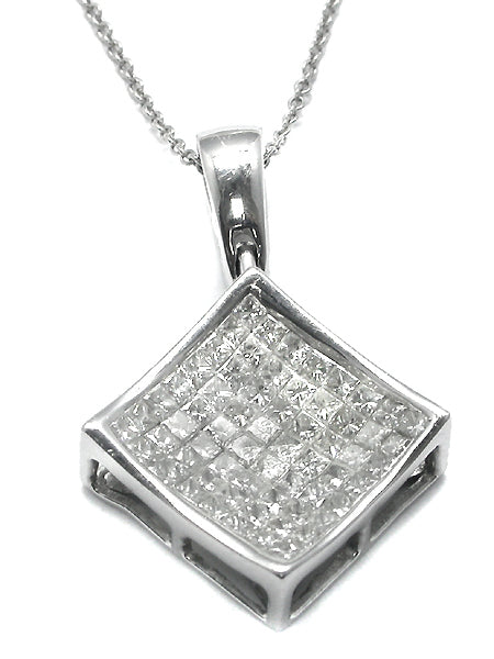 2.60ct Princess Cut Diamond Cluster  Pendant