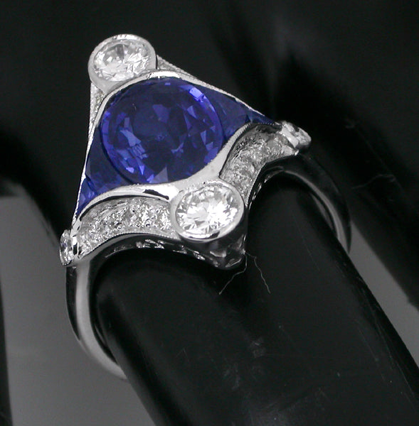 2.80ct Ceylon Sapphire Diamond 18k Gold Ring