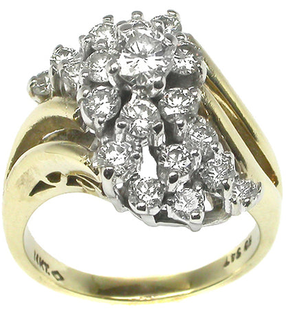 2.80ct Diamond 14k Yellow & White Gold Cluster Ring